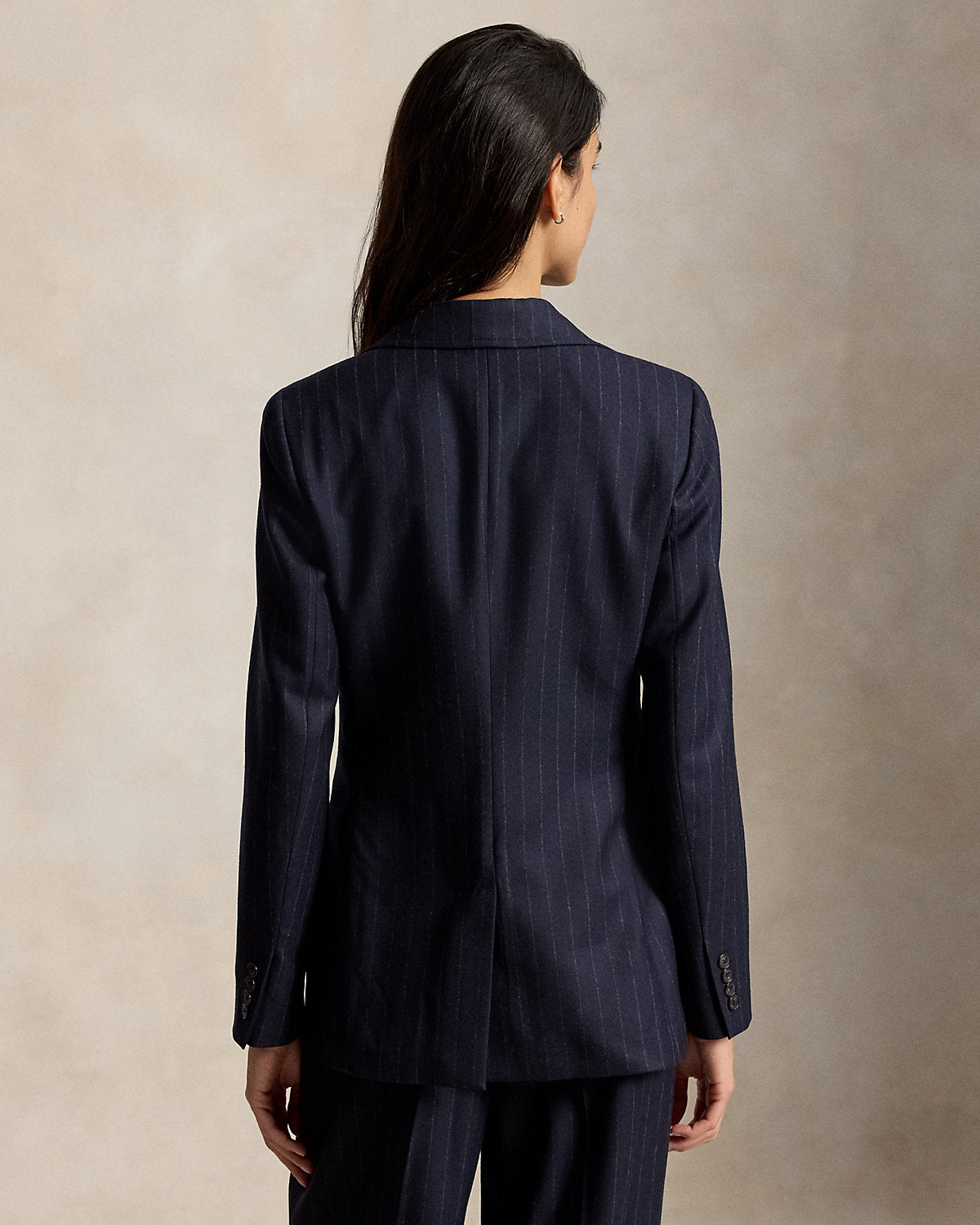 Single-Breasted Pinstripe Wool Blazer