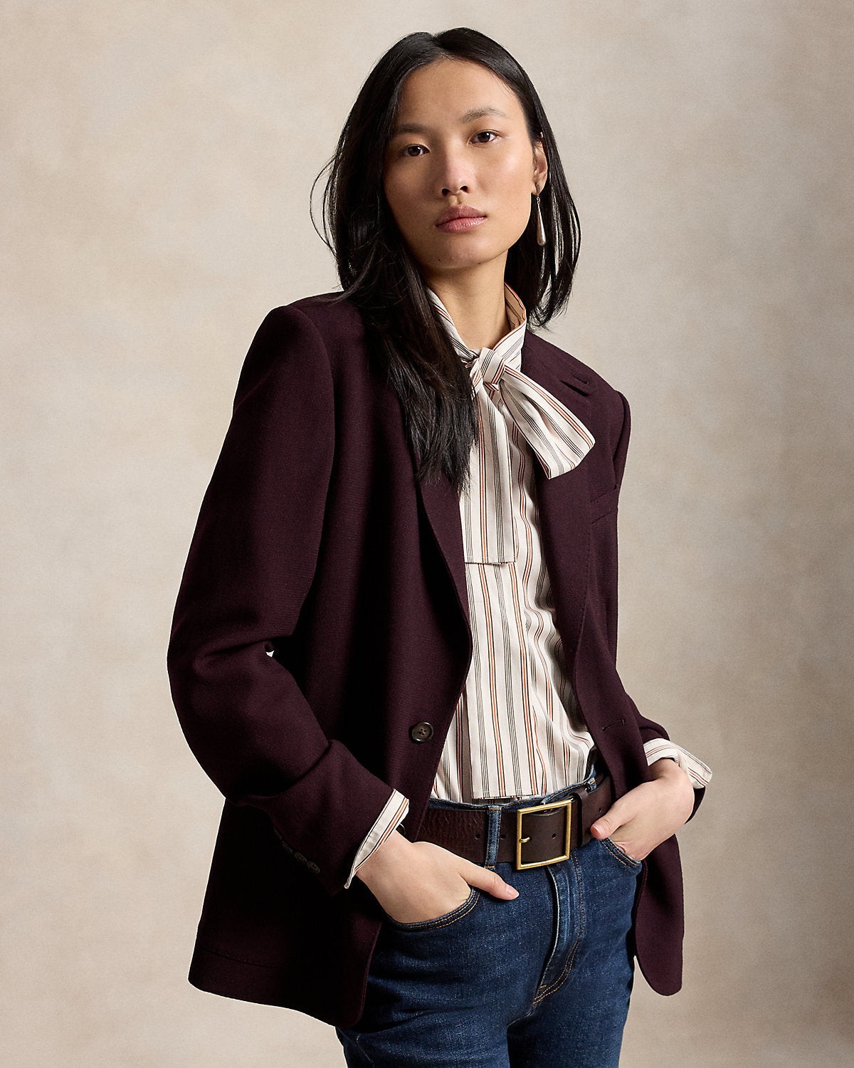 Single-Breasted Wool Crepe Blazer
