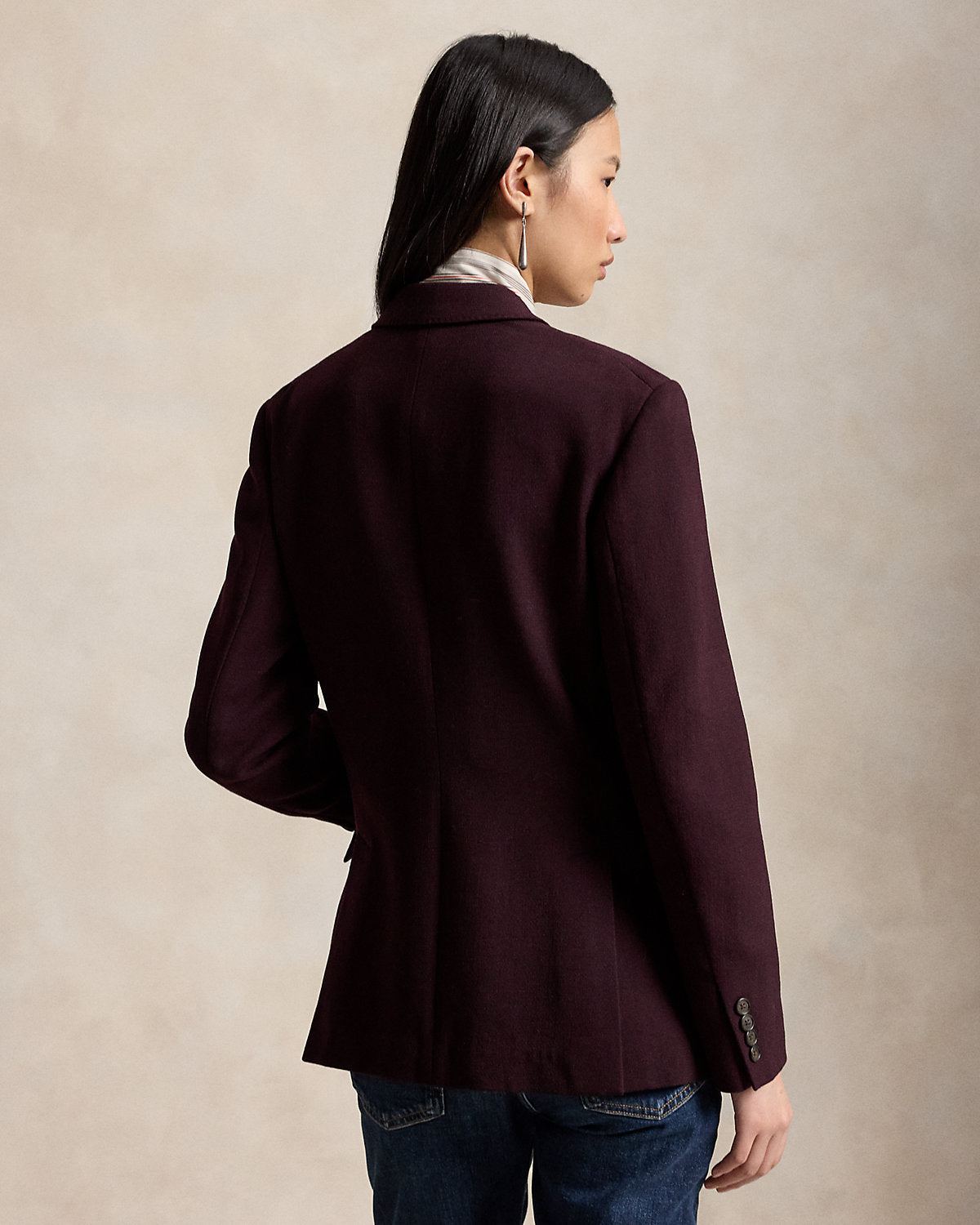 Single-Breasted Wool Crepe Blazer
