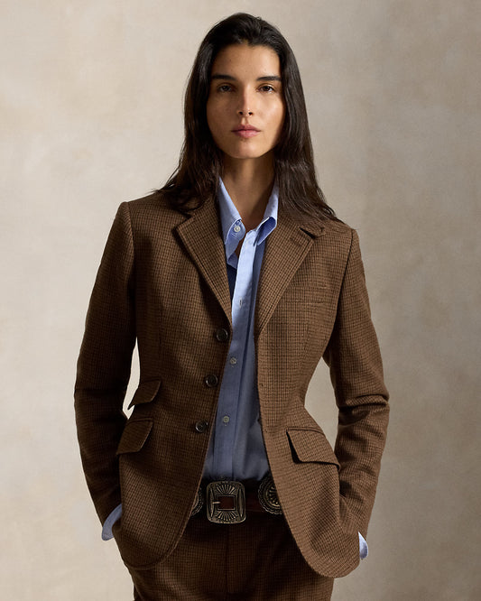 Single-Breasted Tweed Hacking Blazer