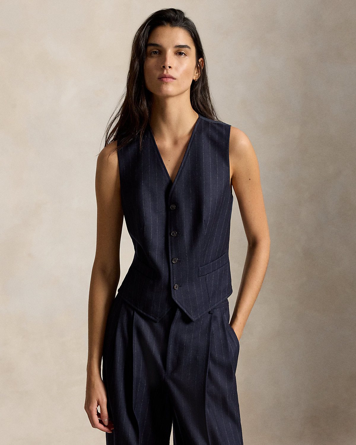 Pinstripe Wool Flannel Vest