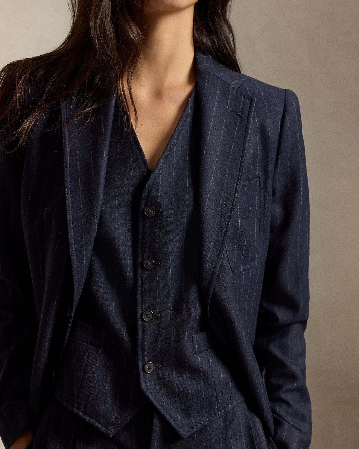 Pinstripe Wool Flannel Vest