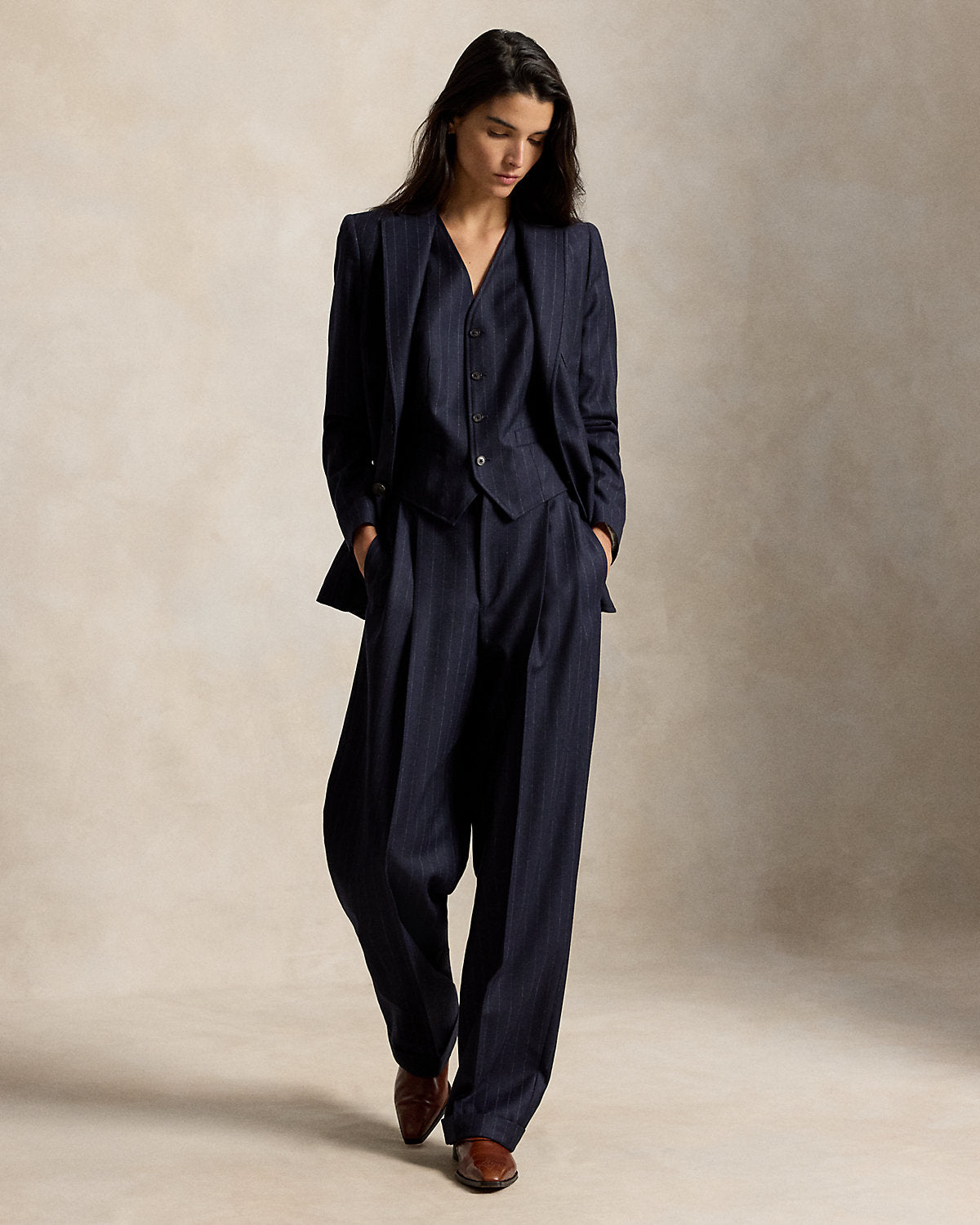 Pinstripe Wool Flannel Vest