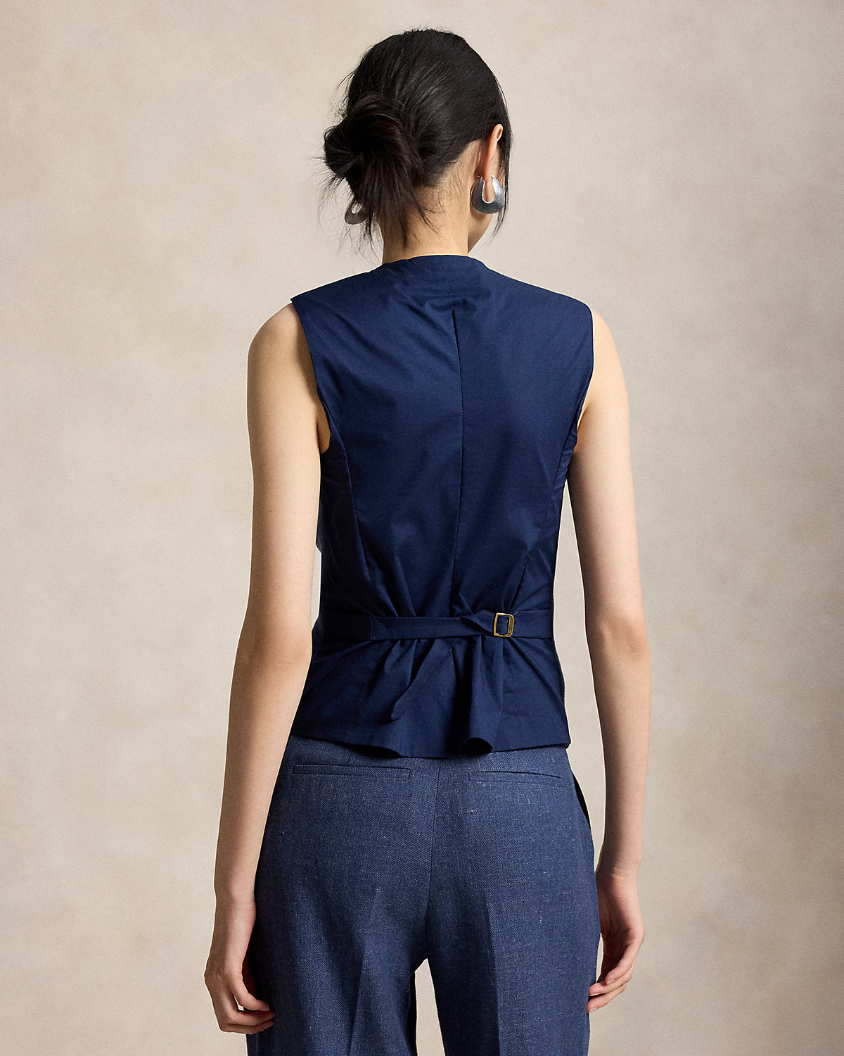 Buttoned Linen-Cotton Vest