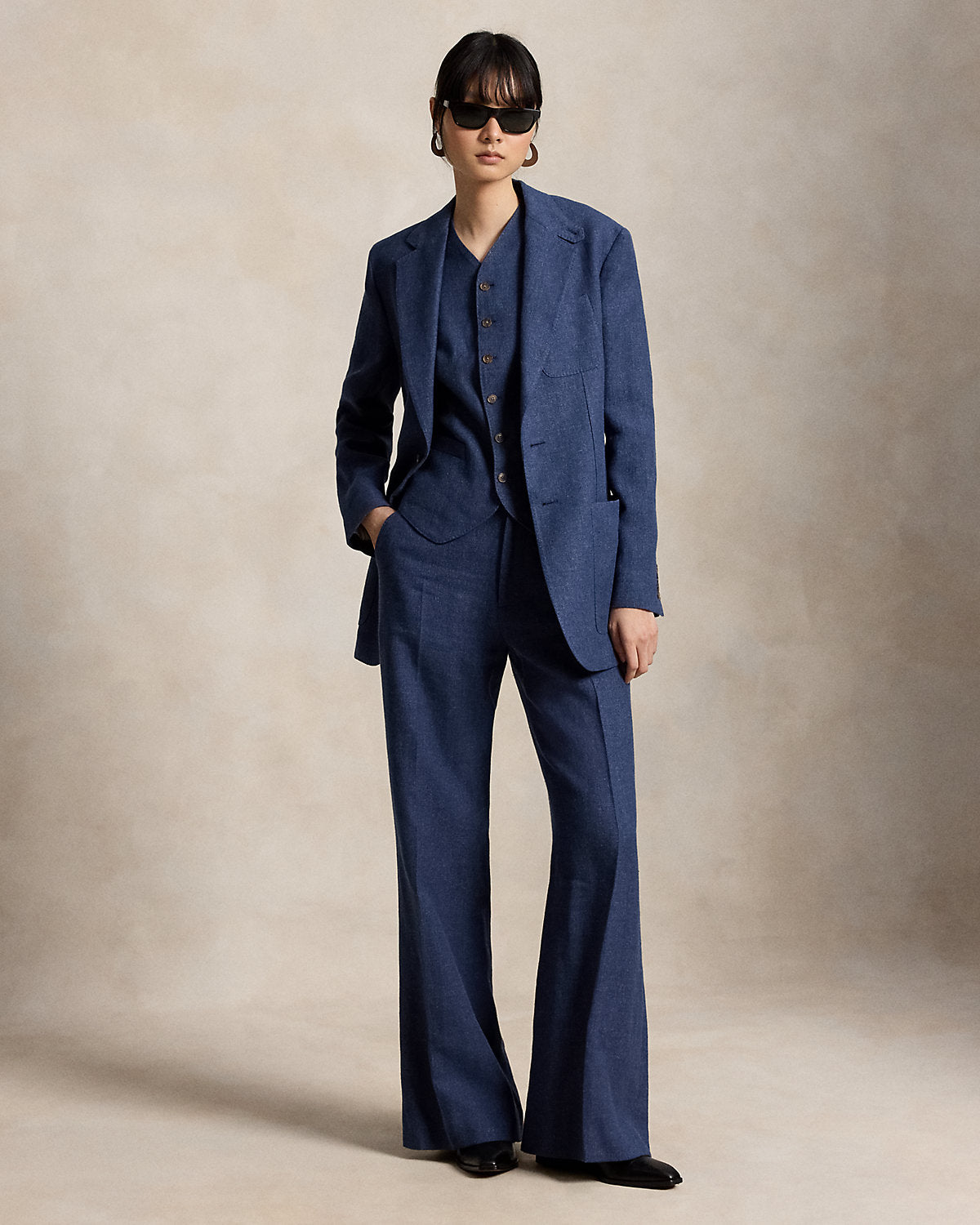 Single-Breasted Linen-Cotton Blazer