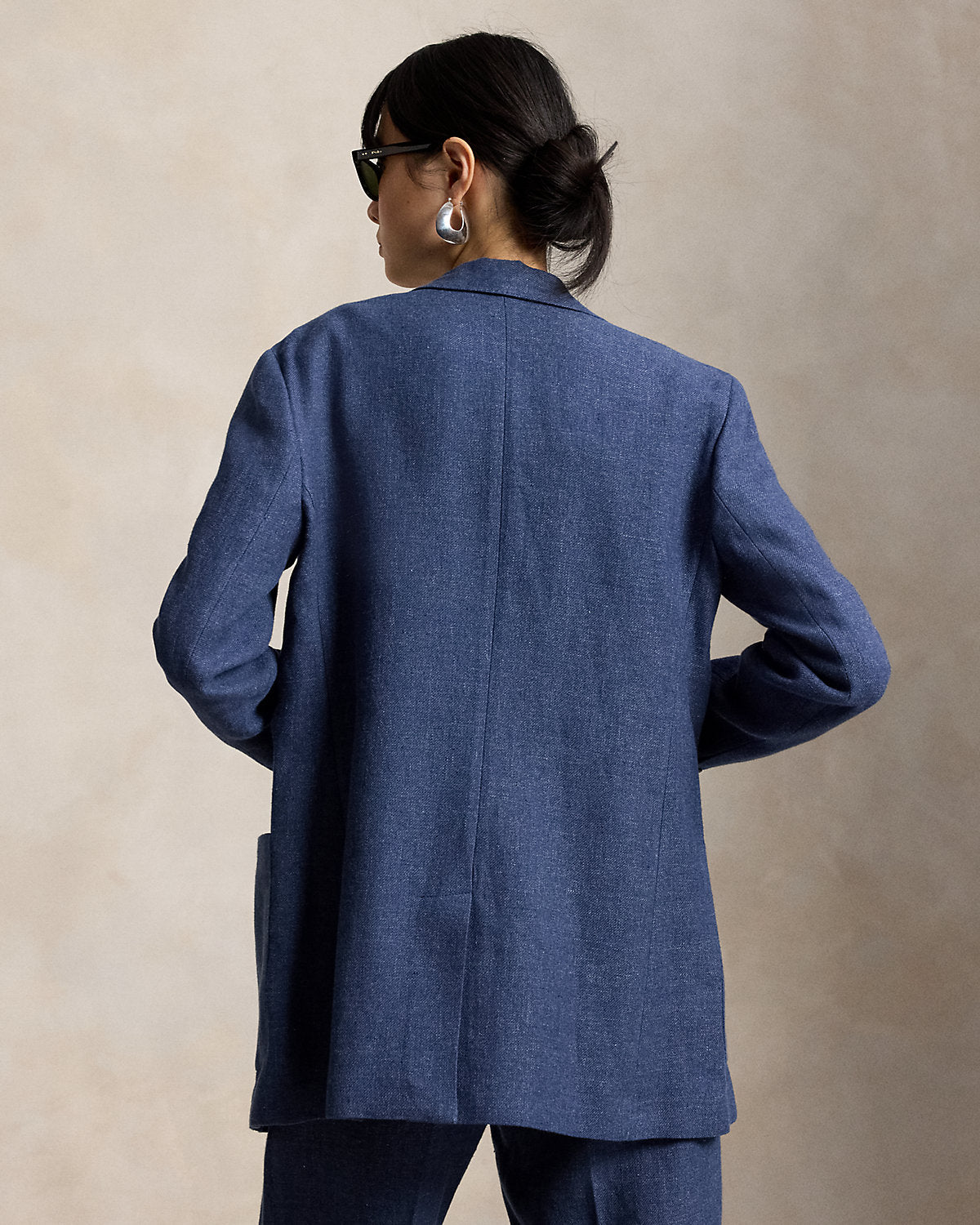 Single-Breasted Linen-Cotton Blazer