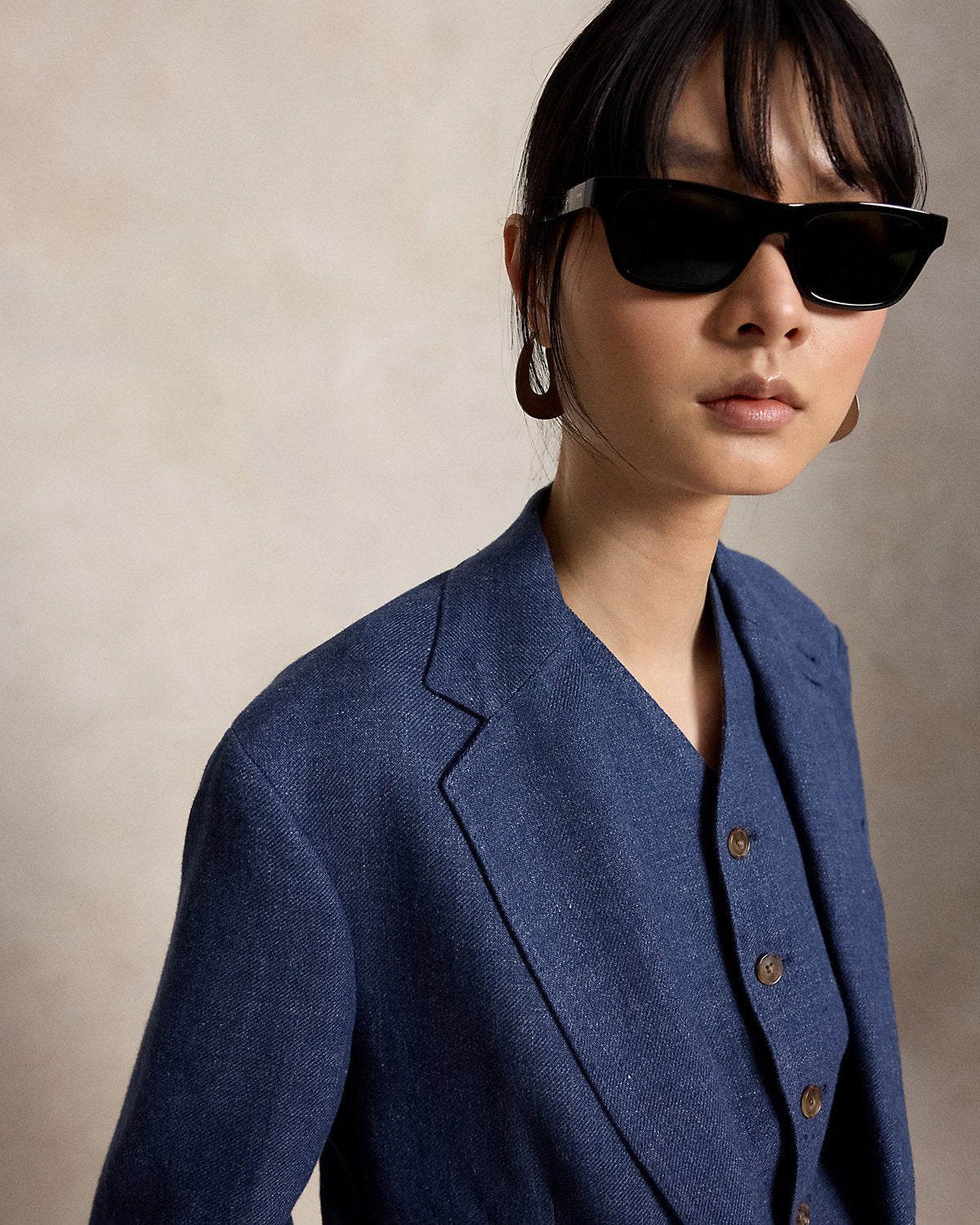 Single-Breasted Linen-Cotton Blazer