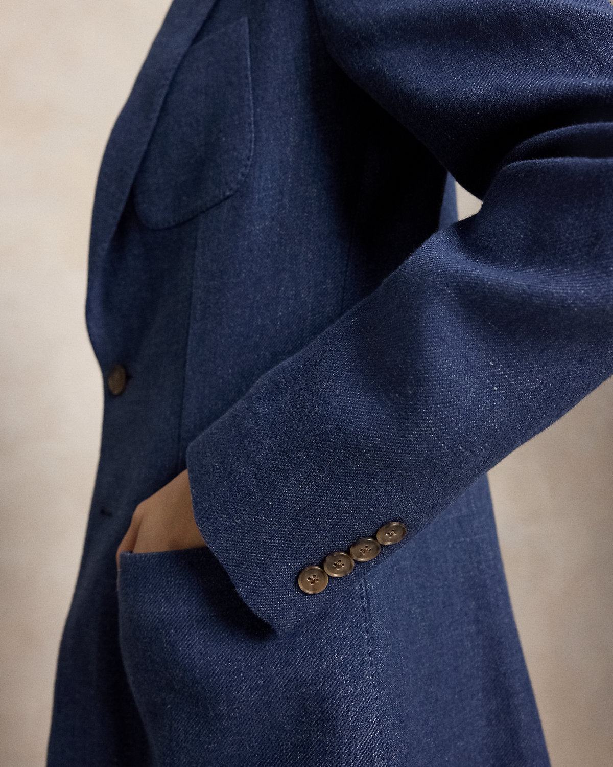 Single-Breasted Linen-Cotton Blazer