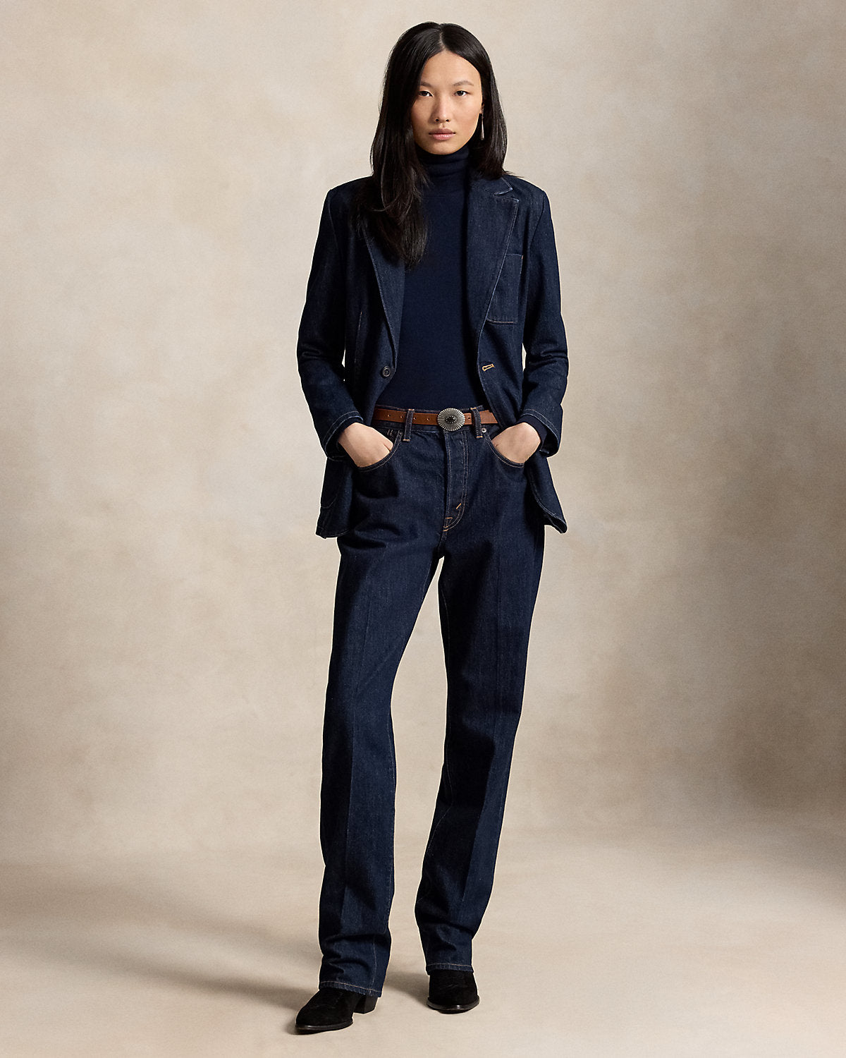 Single-Breasted Denim Blazer
