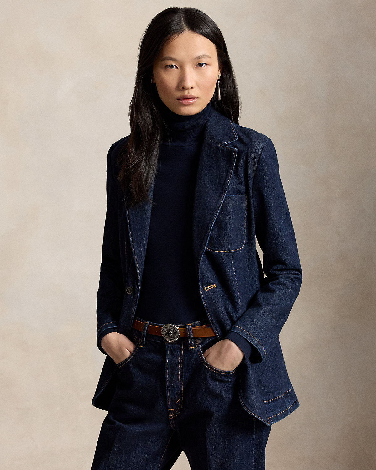 Single-Breasted Denim Blazer