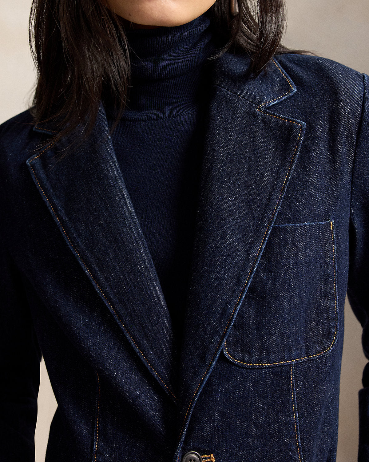 Single-Breasted Denim Blazer