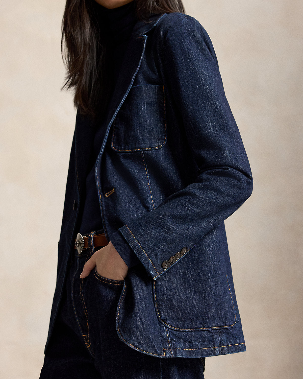 Single-Breasted Denim Blazer