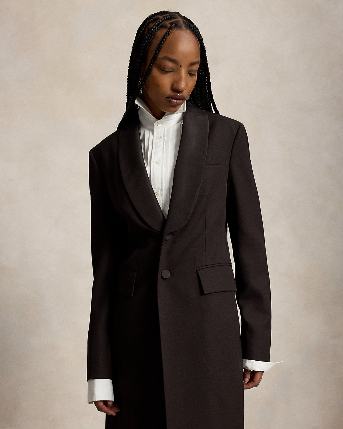 Silk-Lapel Wool Tuxedo Coat