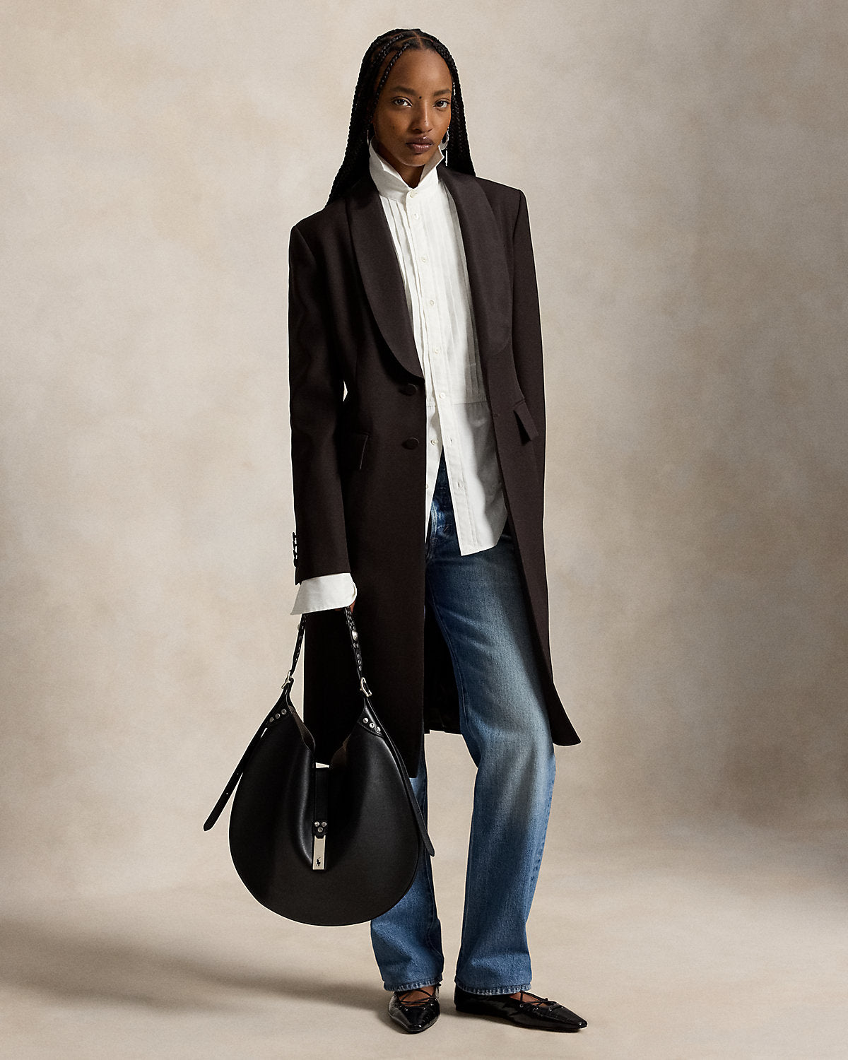 Silk-Lapel Wool Tuxedo Coat