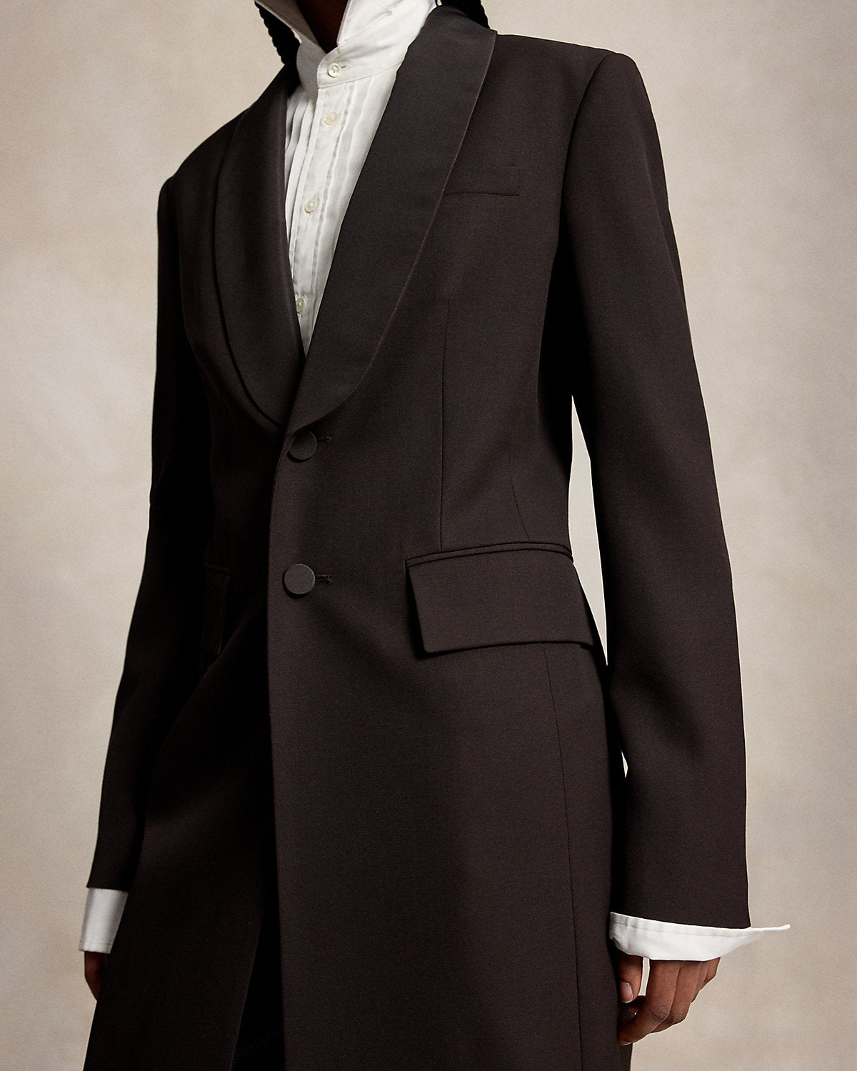 Silk-Lapel Wool Tuxedo Coat