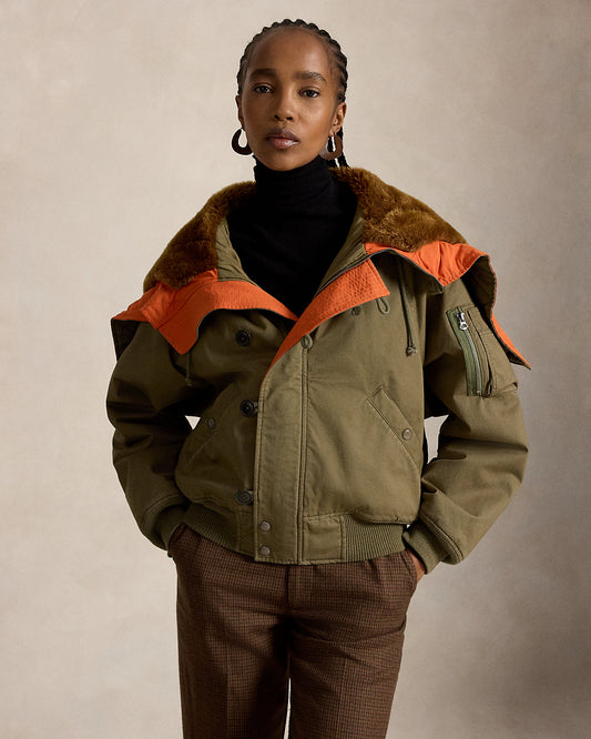 Shearling-Hood Flight Jacket
