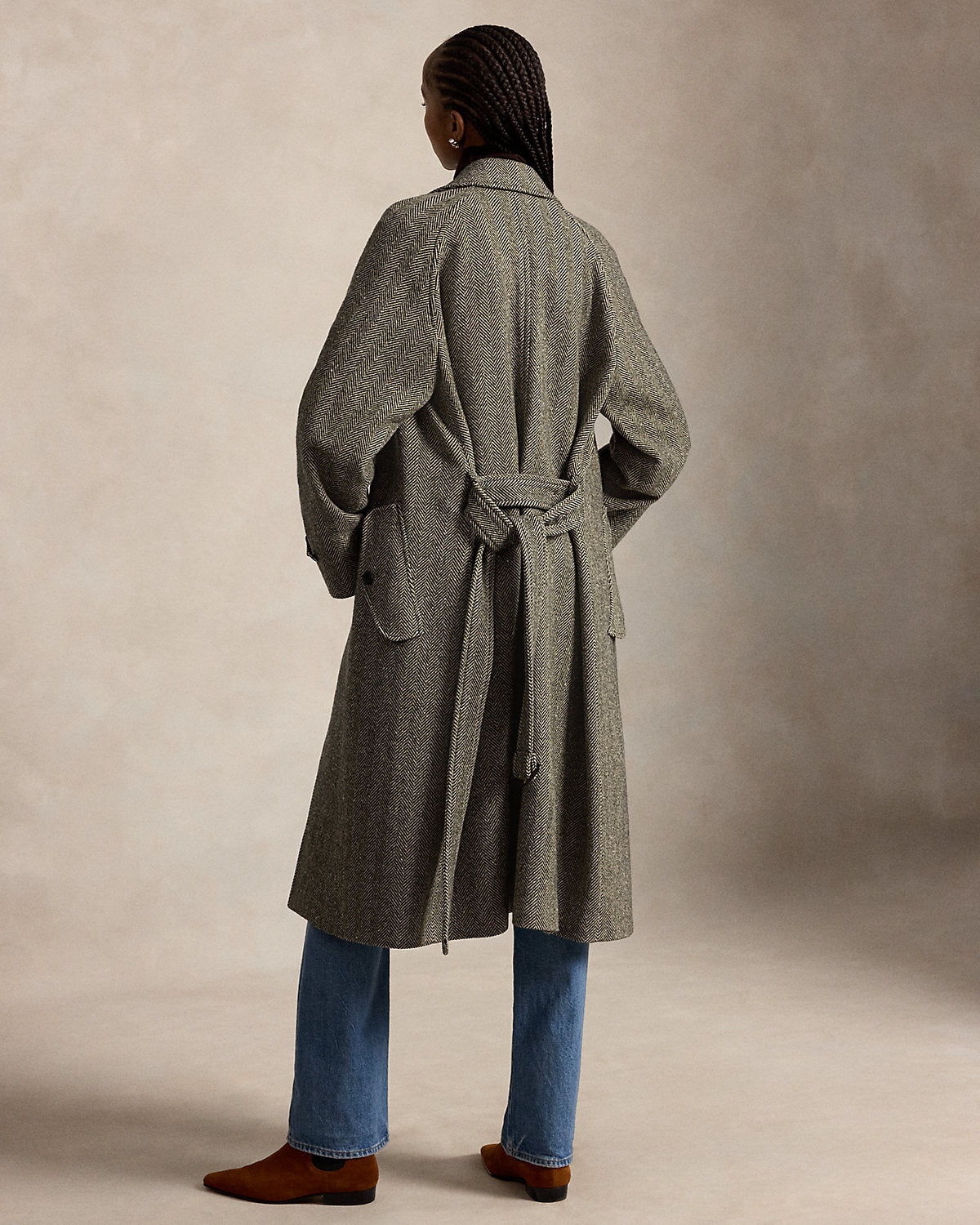 Wool-Blend Herringbone Balmacaan Coat