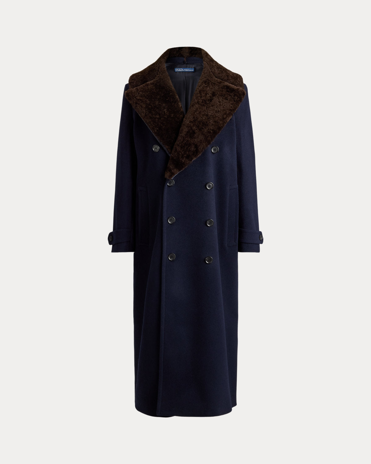 Shearling-Collar Wool Melton Peacoat