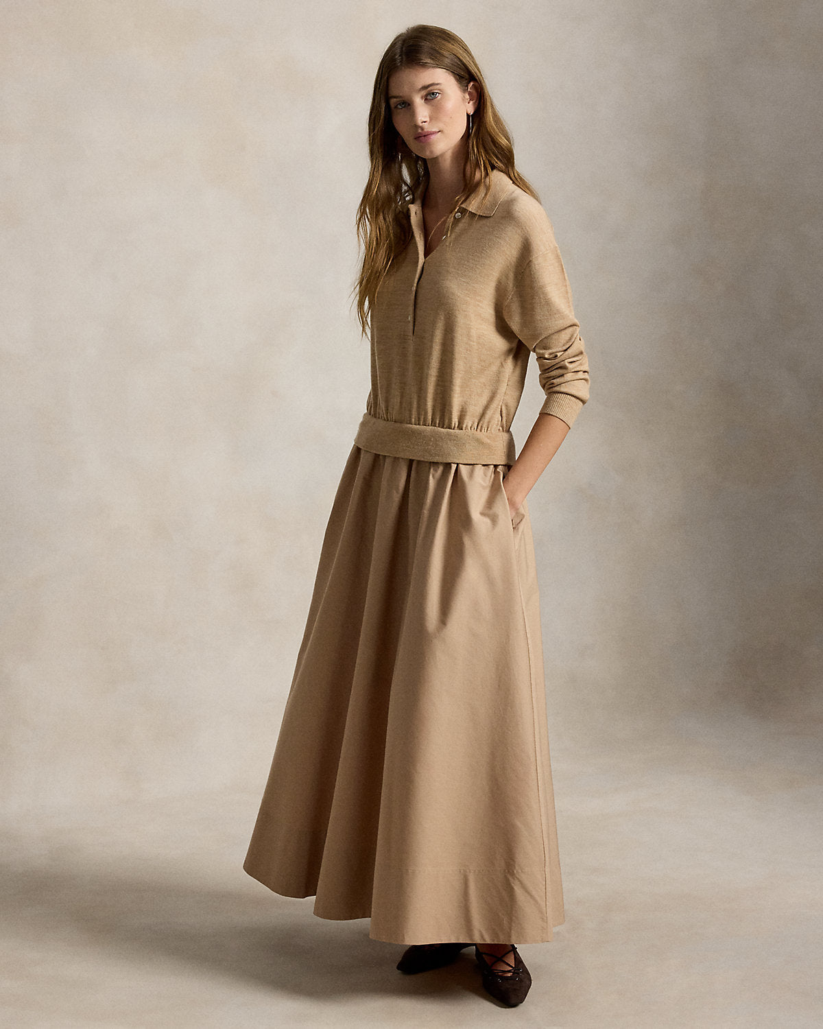 Hybrid Knit Polo-Bodice Dress