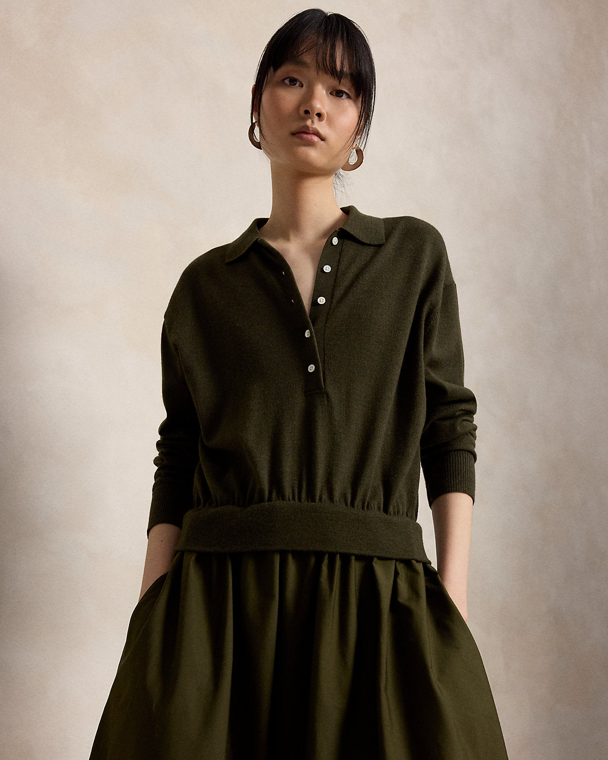 Hybrid Knit Polo-Bodice Dress