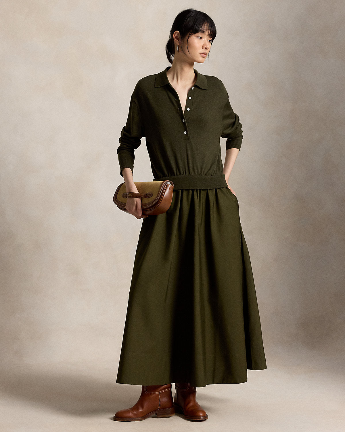 Hybrid Knit Polo-Bodice Dress