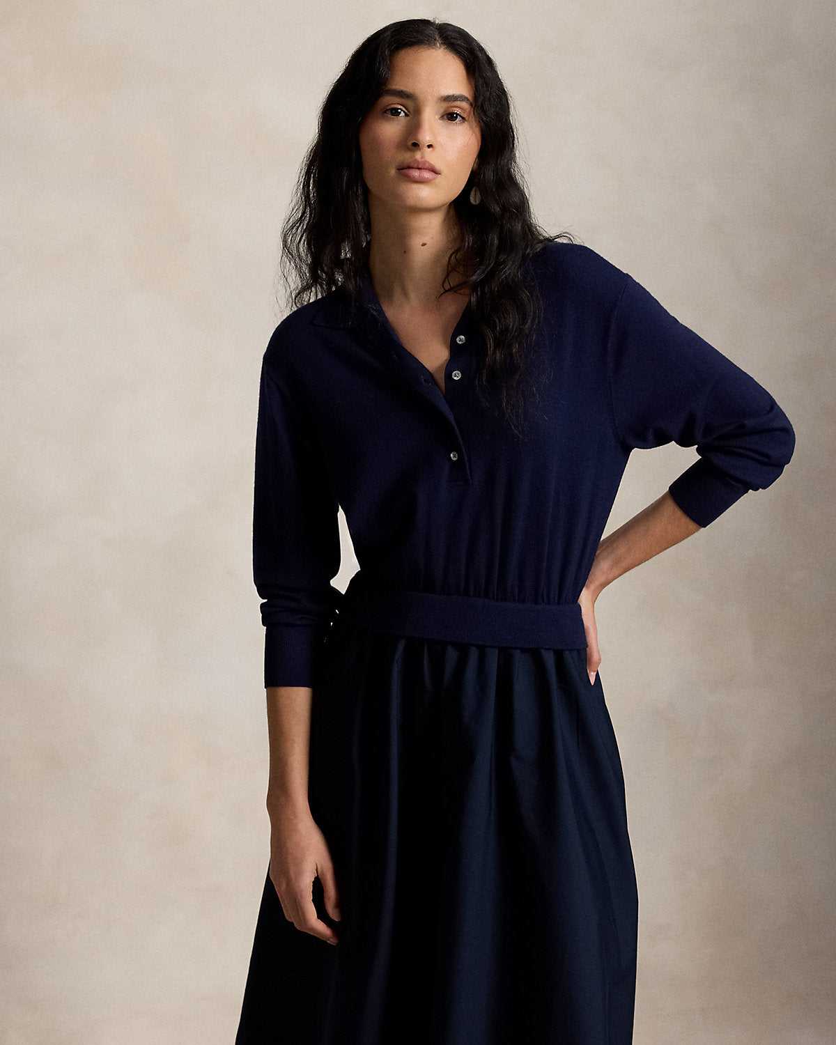 Hybrid Knit Polo-Bodice Dress