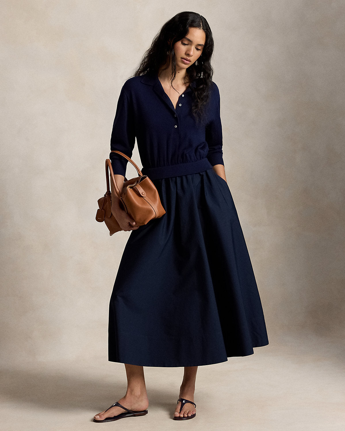 Hybrid Knit Polo-Bodice Dress