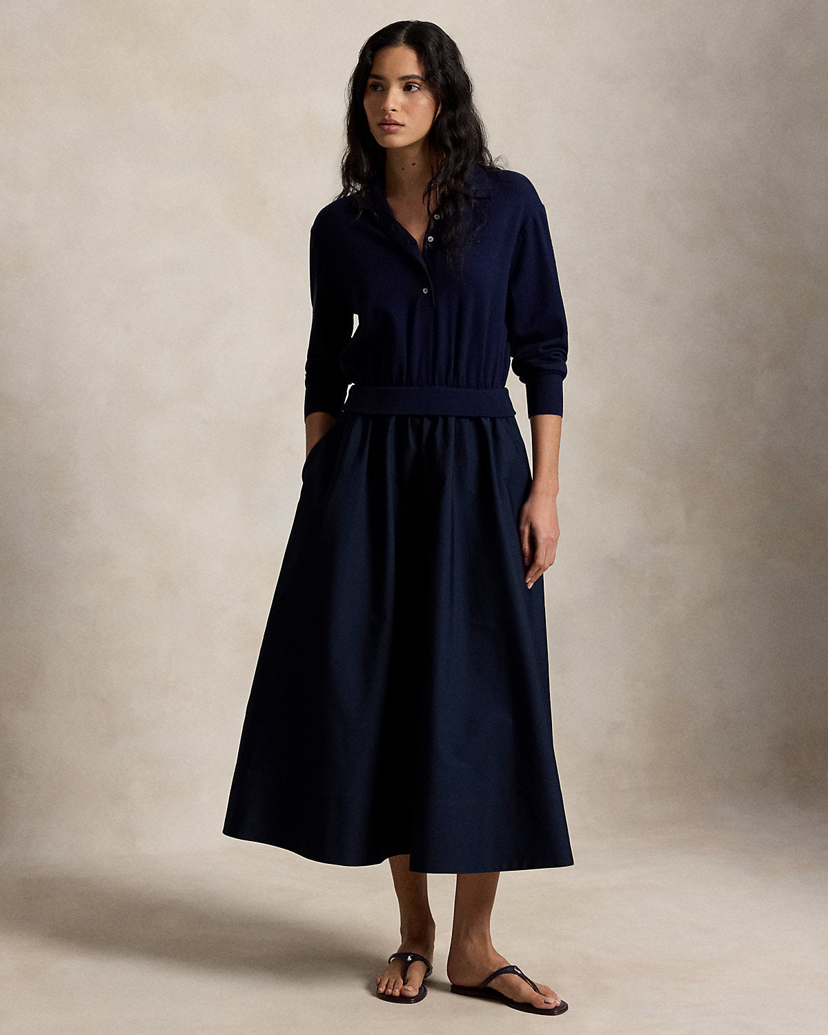 Hybrid Knit Polo-Bodice Dress