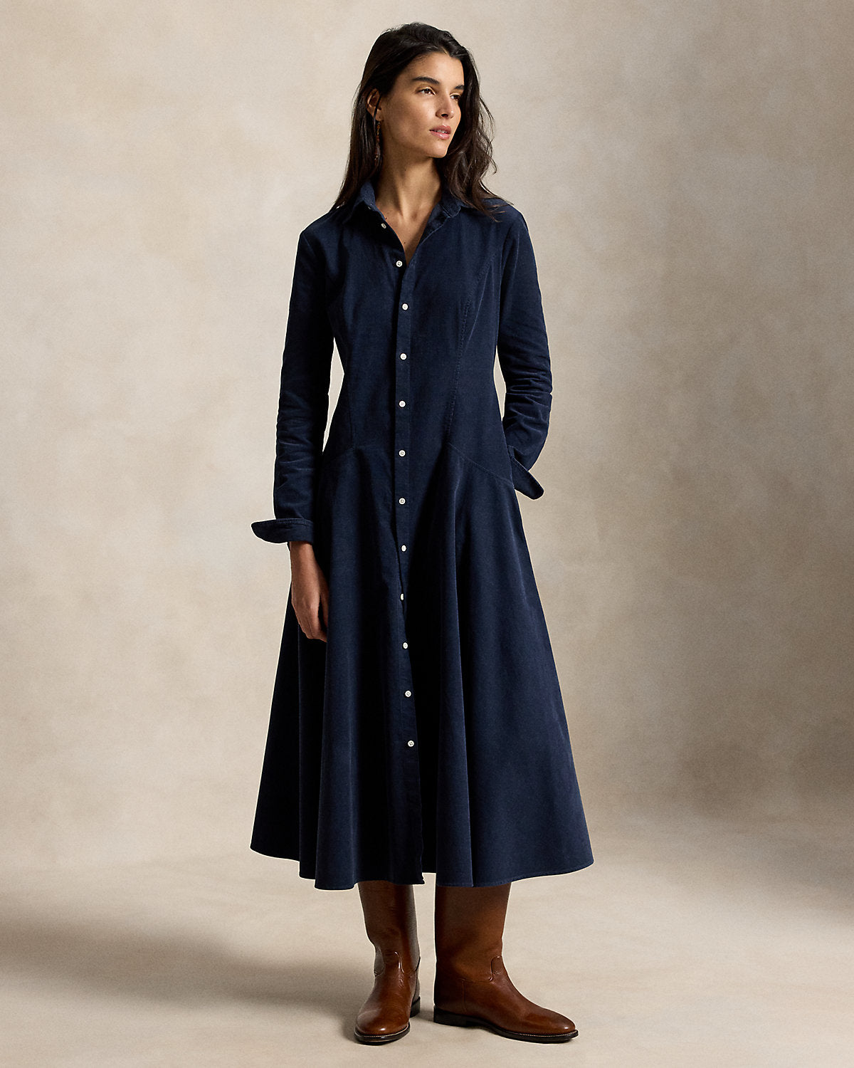 Corduroy A-Line Shirtdress