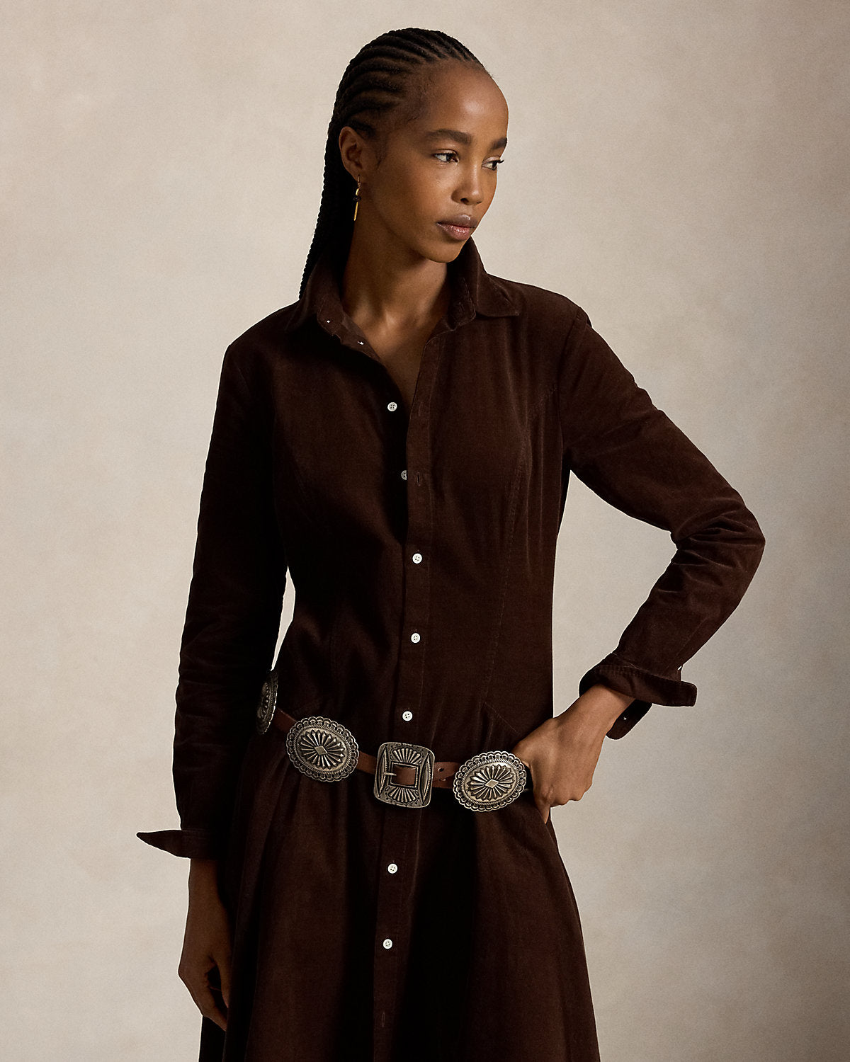Corduroy A-Line Shirtdress