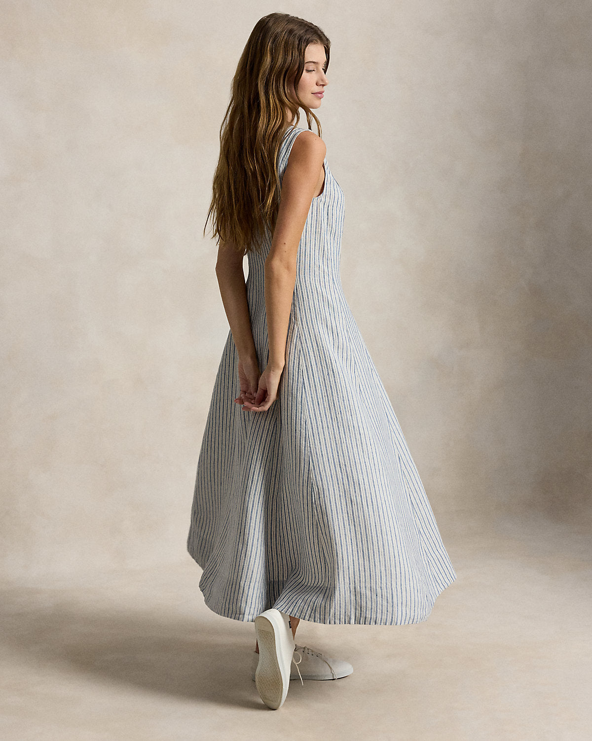 Striped Paneled Linen Dress