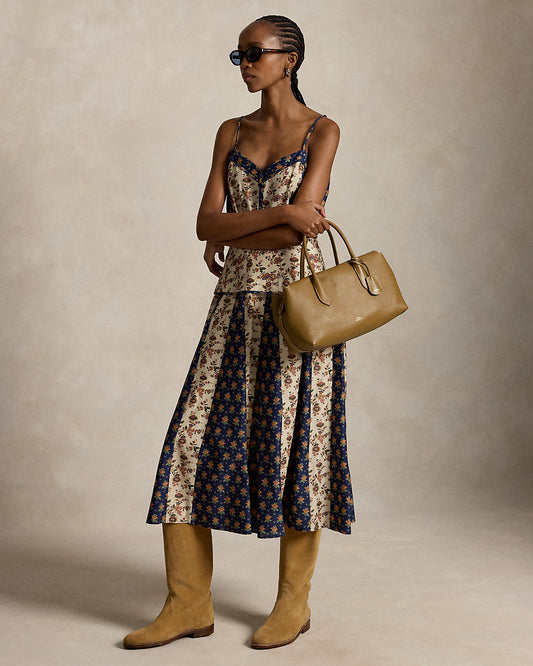 Sleeveless Mixed-Print Paneled Dress