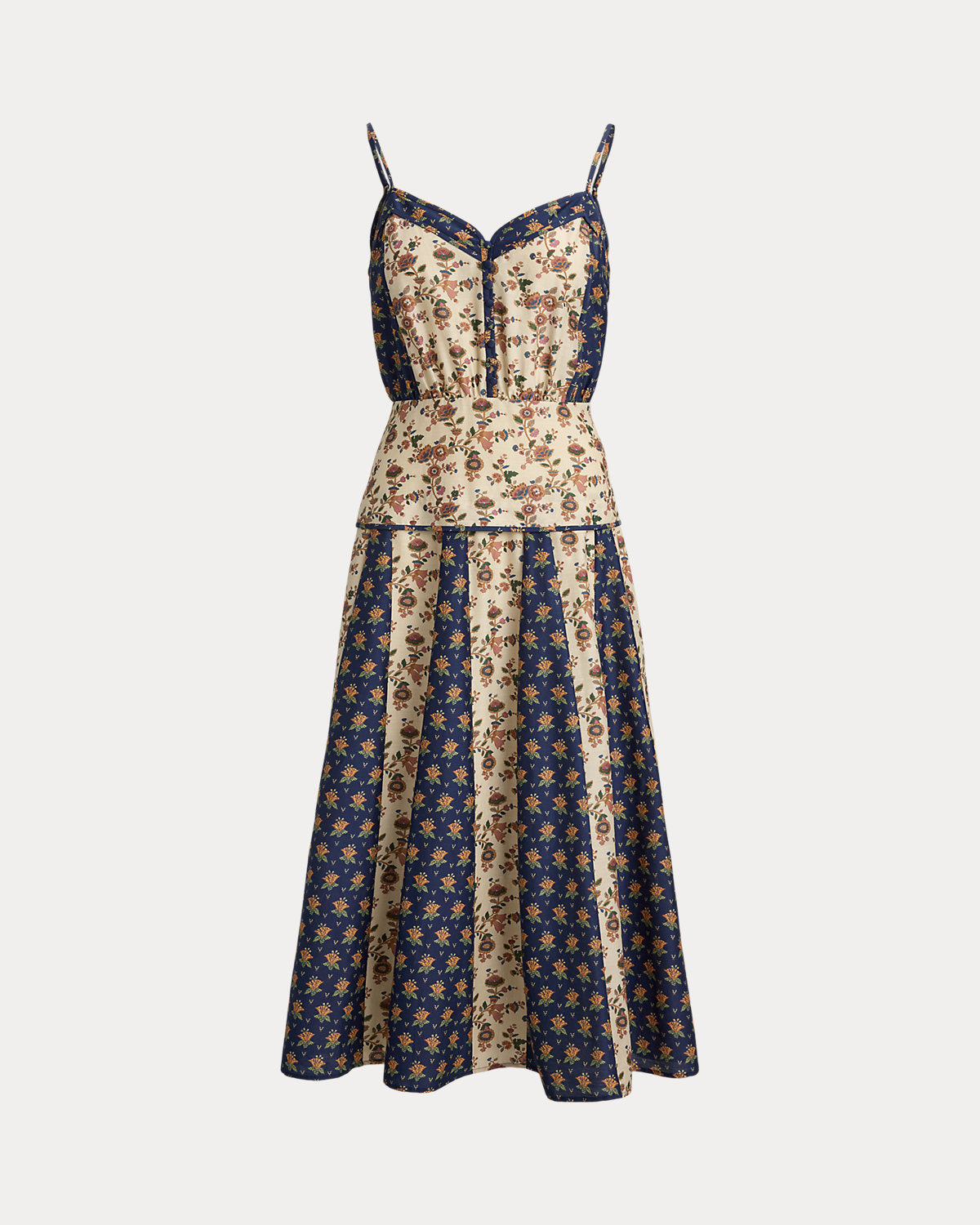Sleeveless Mixed-Print Paneled Dress