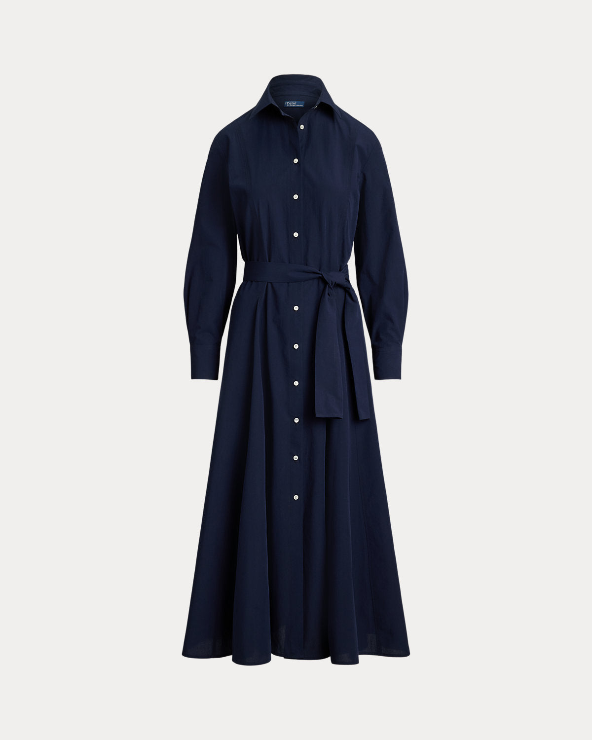 Cotton Canvas Tie-Waist Shirtdress