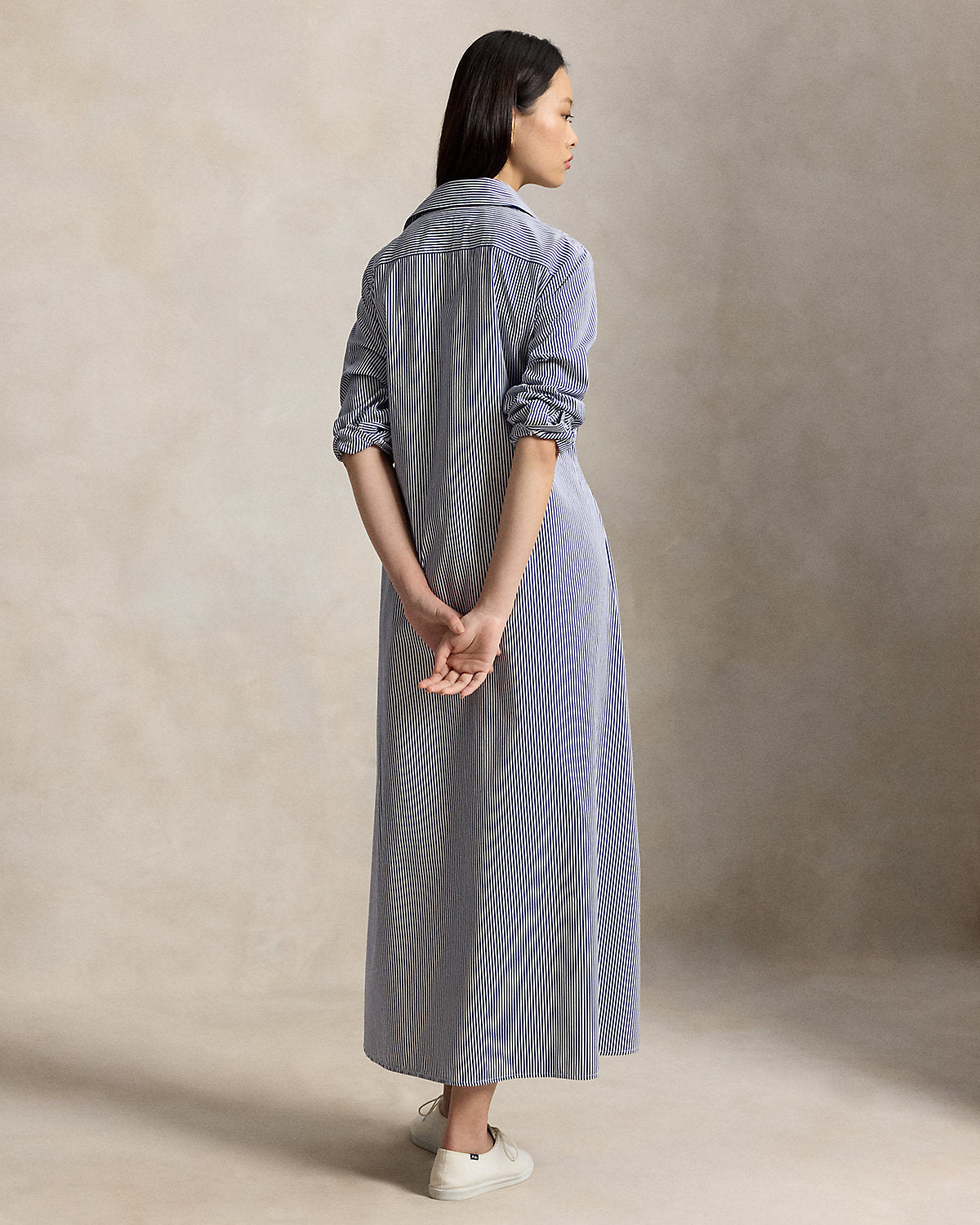 Striped Cotton Tie-Waist Shirtdress