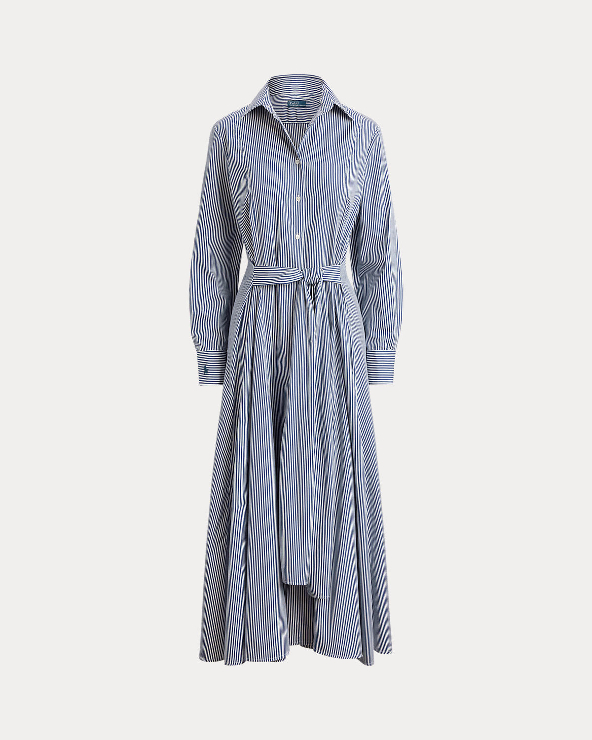 Striped Cotton Tie-Waist Shirtdress