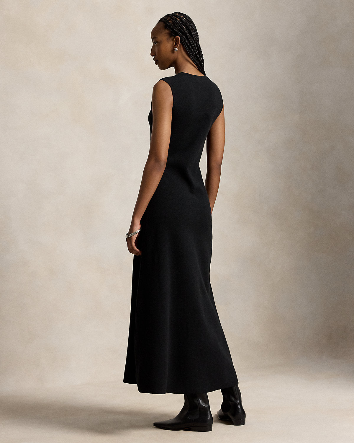Buttoned Wool-Blend Sleeveless Dress