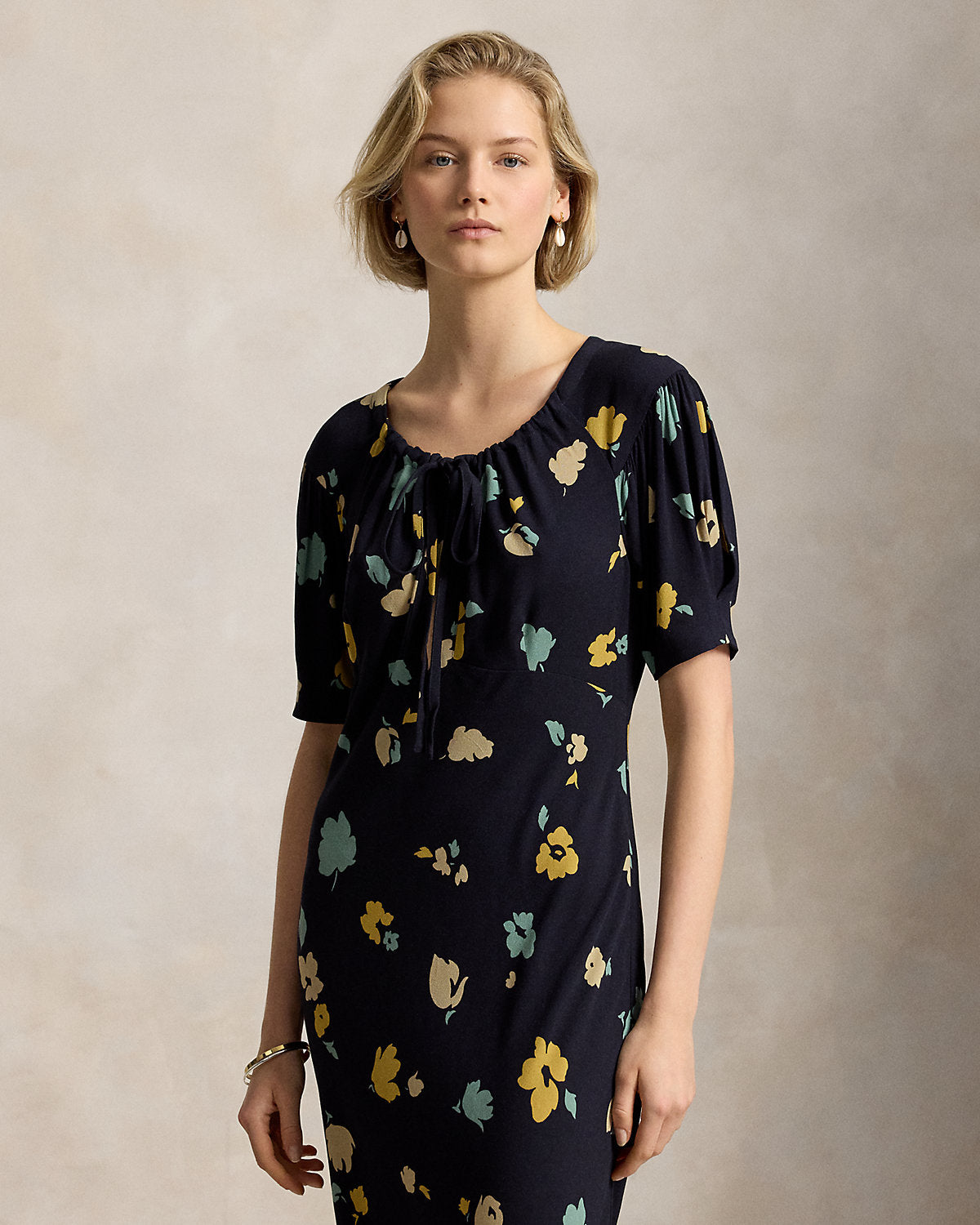 Floral-Print Crepe Dress