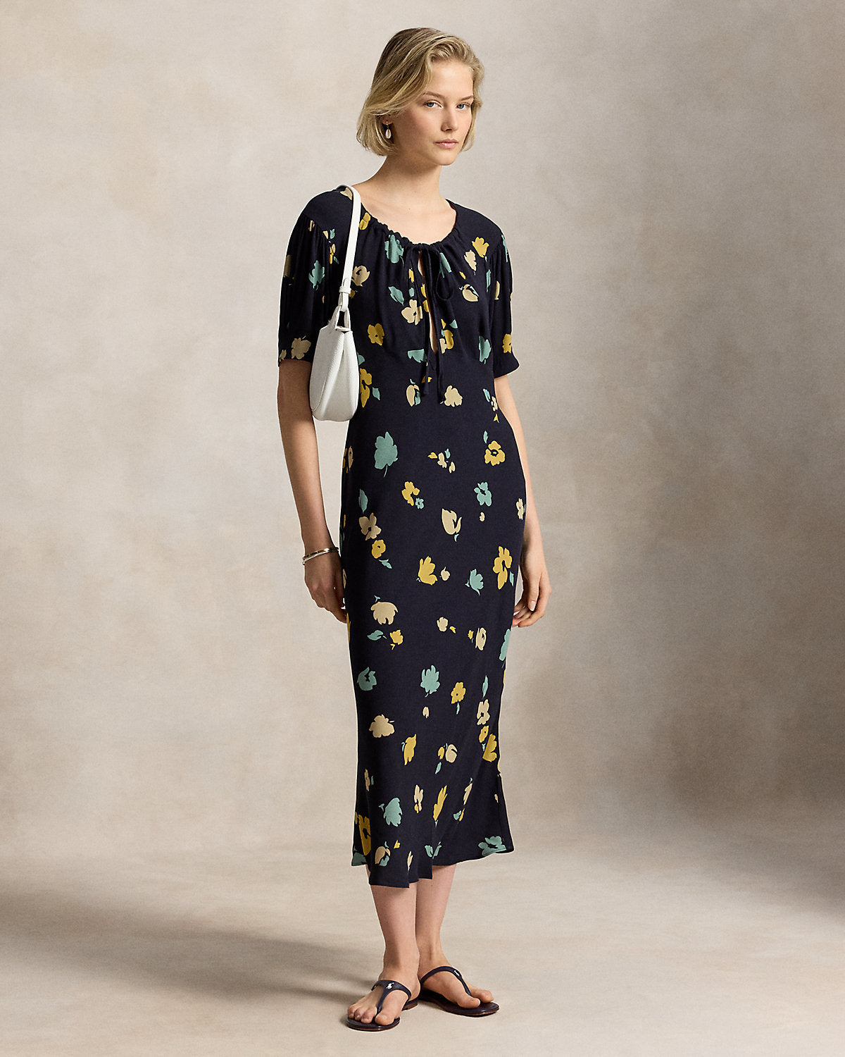 Floral-Print Crepe Dress