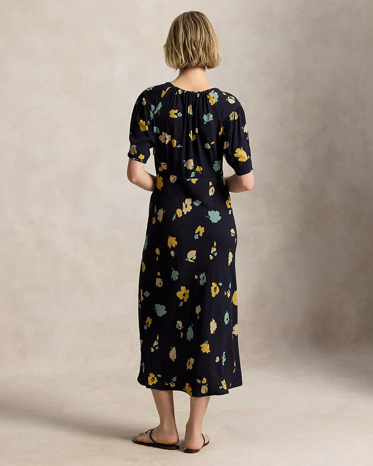 Floral-Print Crepe Dress