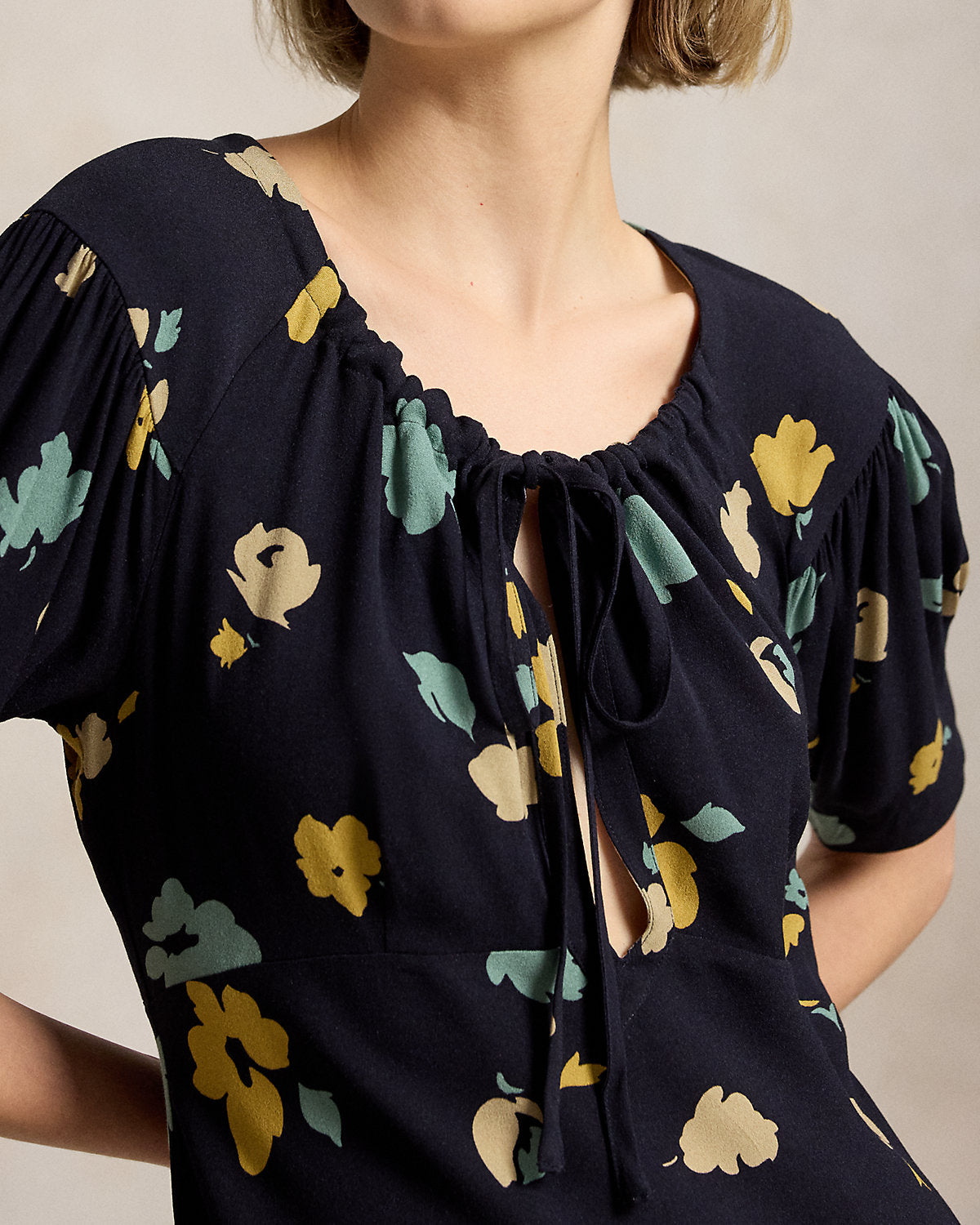Floral-Print Crepe Dress