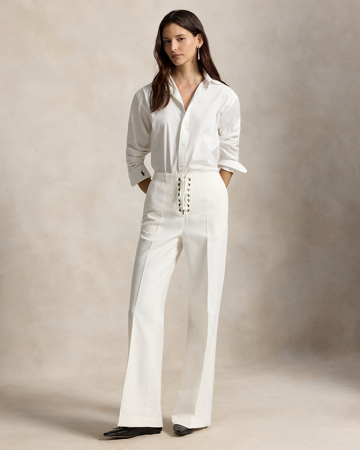 Beaton Cotton-Wool Lace-Up Pant