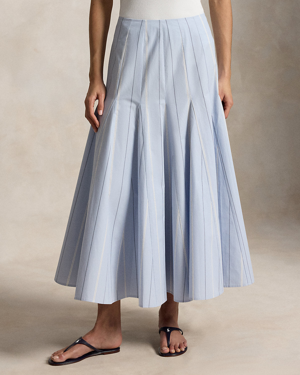 Striped Cotton A-Line Skirt
