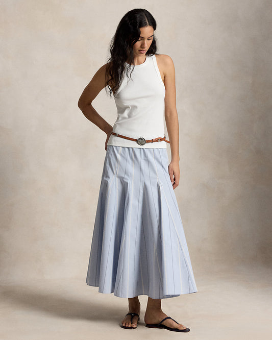 Striped Cotton A-Line Skirt
