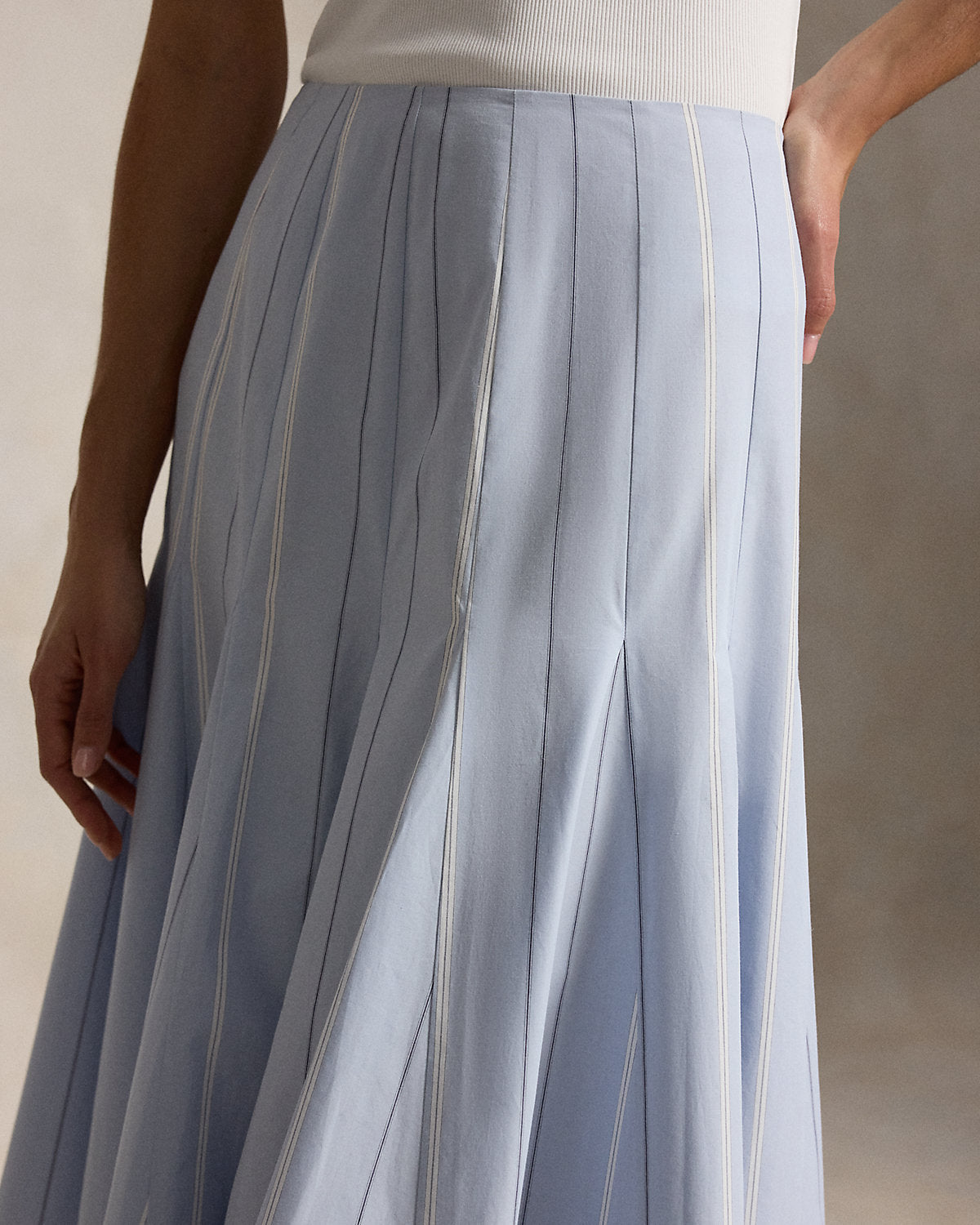 Striped Cotton A-Line Skirt