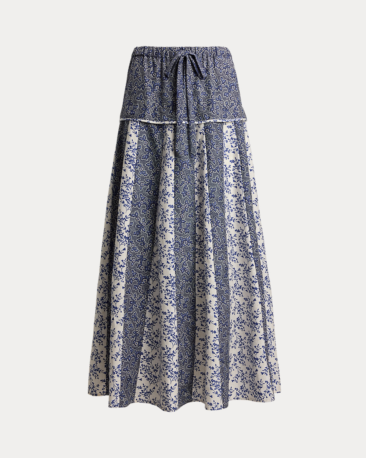 Floral-Cotton Silk A-Line Skirt
