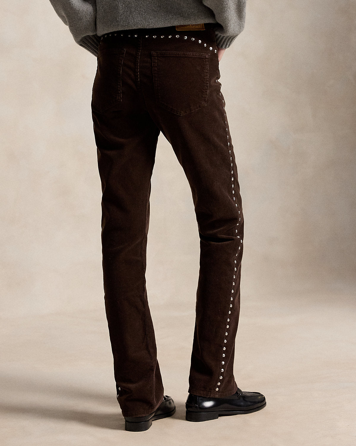 Studded Corduroy Straight-Leg Pant