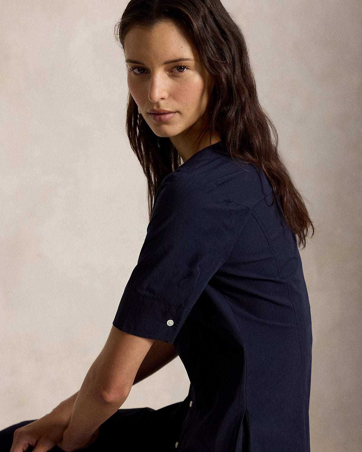 Cotton Canvas Scoopneck Dress