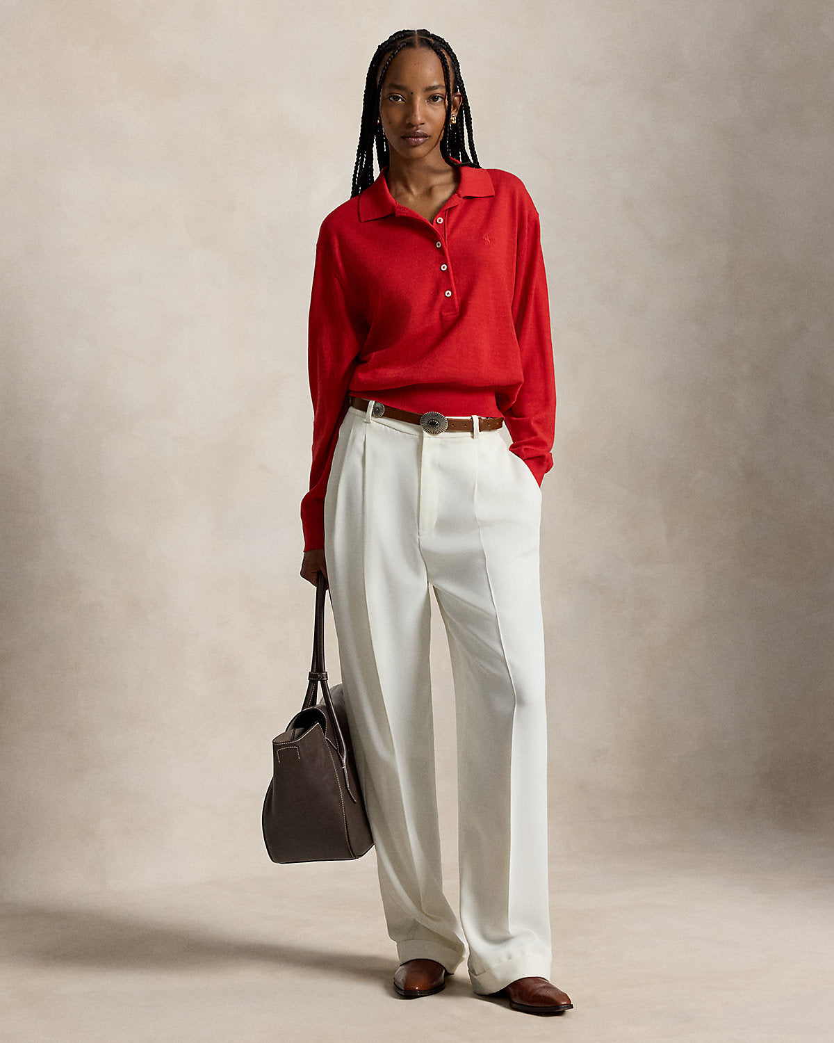 Women's Wool Polo-Collar Sweater