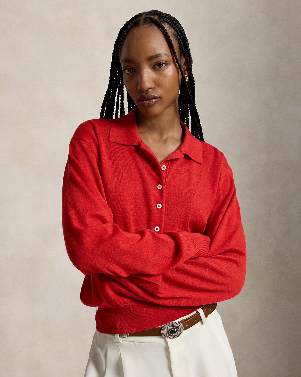 Women's Wool Polo-Collar Sweater